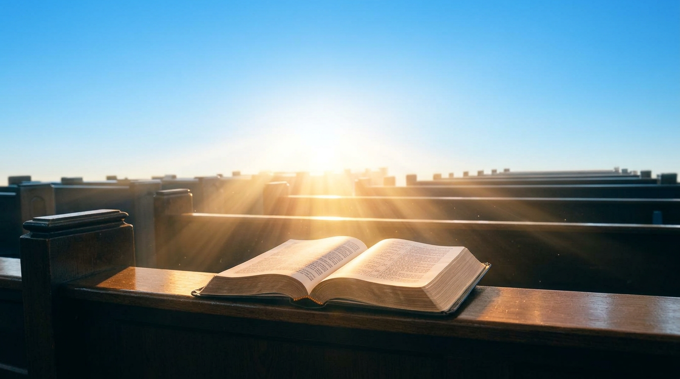 Sunrise over an open Bible